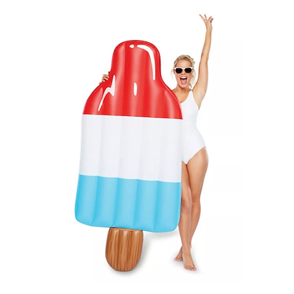 NEW Big Mouth Giant Ice Bomb Pop Pool Float 8+ Red White Blue Raft 5’ 10” Lake